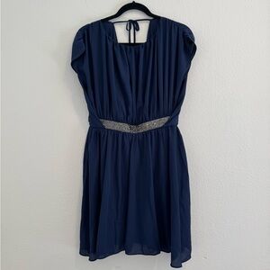 Asos - Mini Dress with Rhinestone Waistband - Blue - Size 8